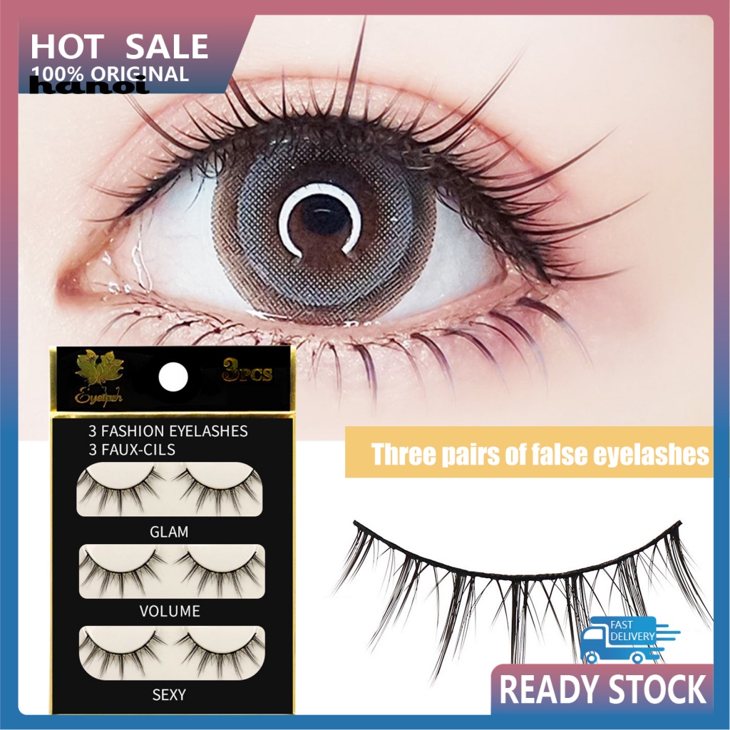 Hộp 3 Cặp Lông Mi Giả Bằng Sợi Mềm Mại Dành Cho Nữ