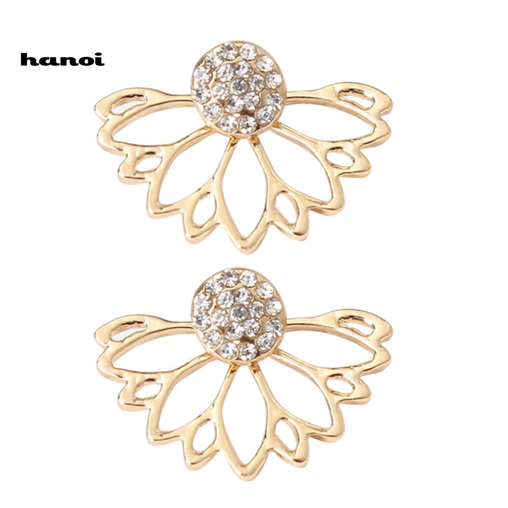 Đôi Khuyên Tai Kim Loại Đính Đá Màu Thời Trang Cho Nữ