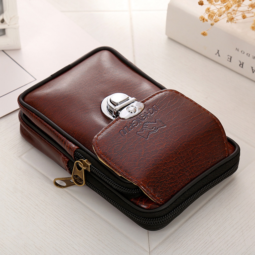 Túi Giả Da Đeo Hông Có Khóa Kéo Thời Trang Đi Bộ Cho Nam