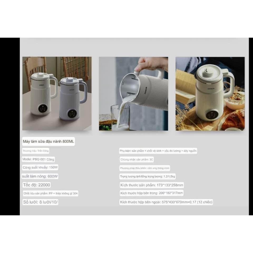 Máy làm sữa hạt, máy nấu sữa hạt 8 chức năng xay nấu