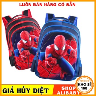 Balo đi học cặp xách đi học cho bé trai cấp 1 in hình người nhện 3D chống thấm nước TE4