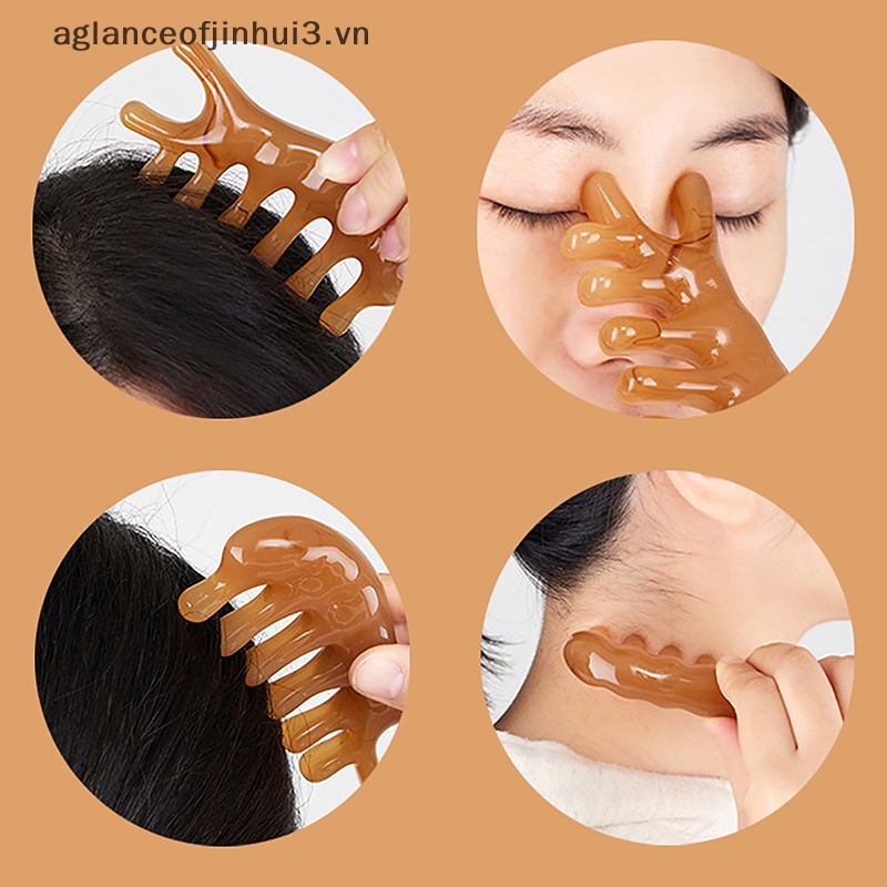 ~ Afhvn ~ Lược Mát Xa Đầu Không Đầu Có Tay Cầm Bằng Gỗ