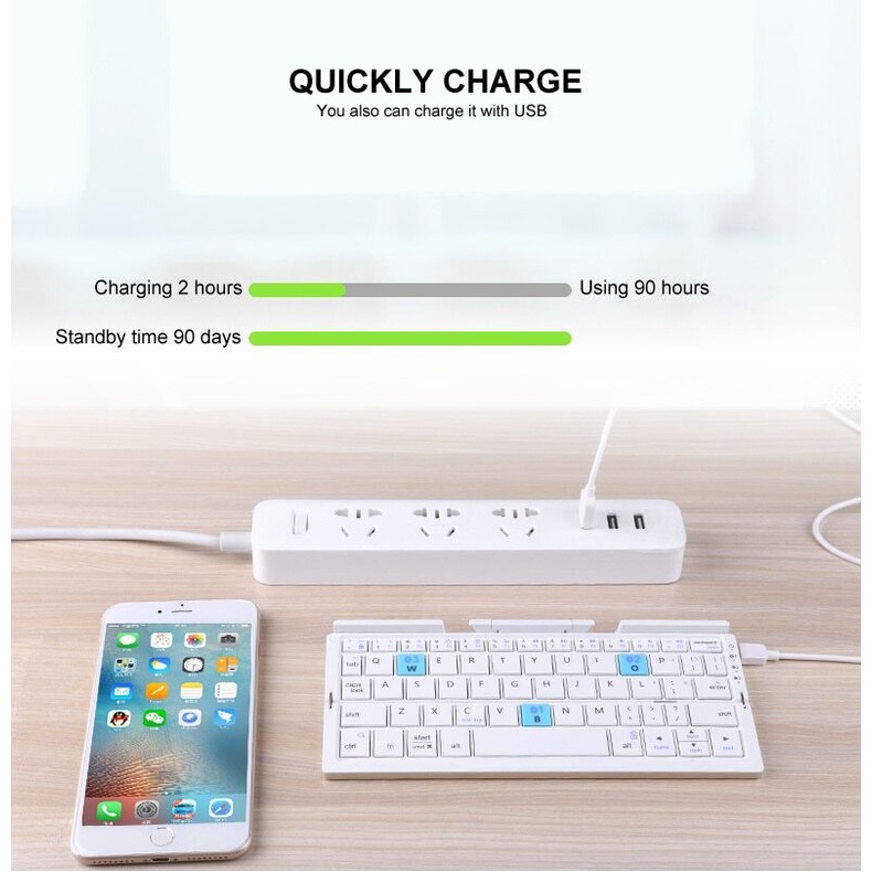 Jomaa Bàn Phím bluetooth Không Dây mini 3 Thiết Bị Hỗ Trợ Giá Đỡ Điện Thoại / Máy Tính Bảng Có Thể Sạc Lại