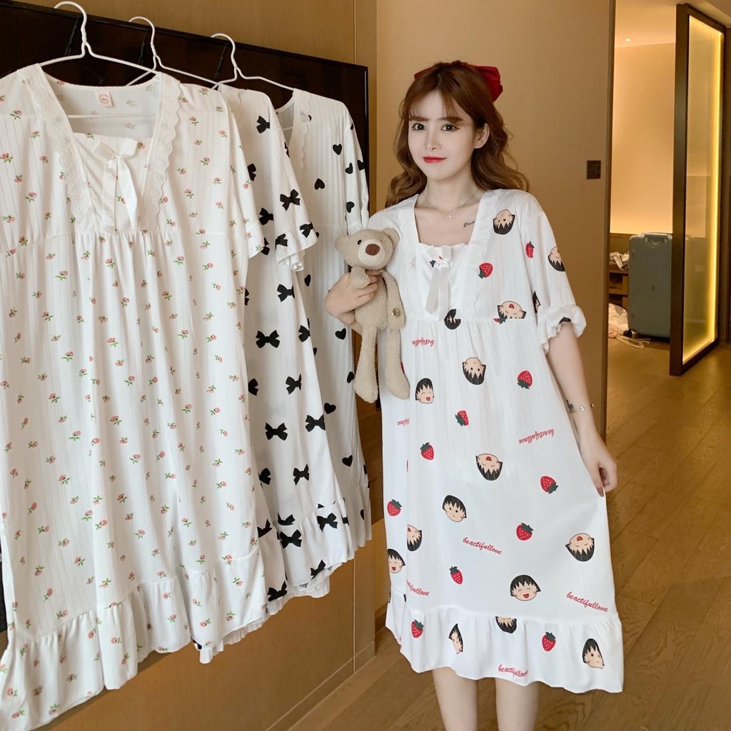 Đầm Ngủ Ngắn Tay Một Size Lff0721 801-804