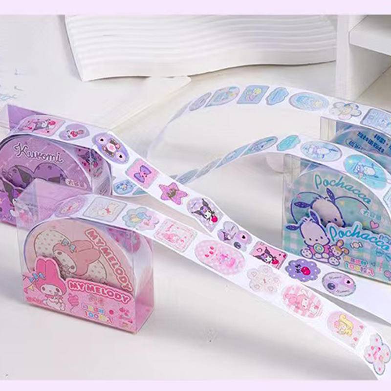 SANRIO Set 100 Miếng Dán Hình Cinnamoroll Mymelody Kuromi Pochacco Dễ Thương Cho Bé