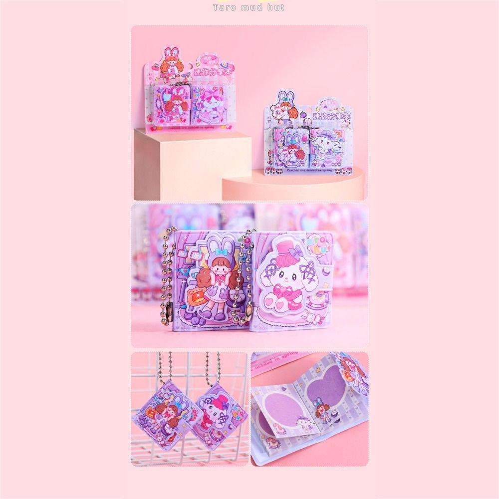 Lacyesbza set 2 Cuốn Sổ Tay mini Họa Tiết Hoạt Hình kuromi cinnamoroll Kèm Móc Khóa