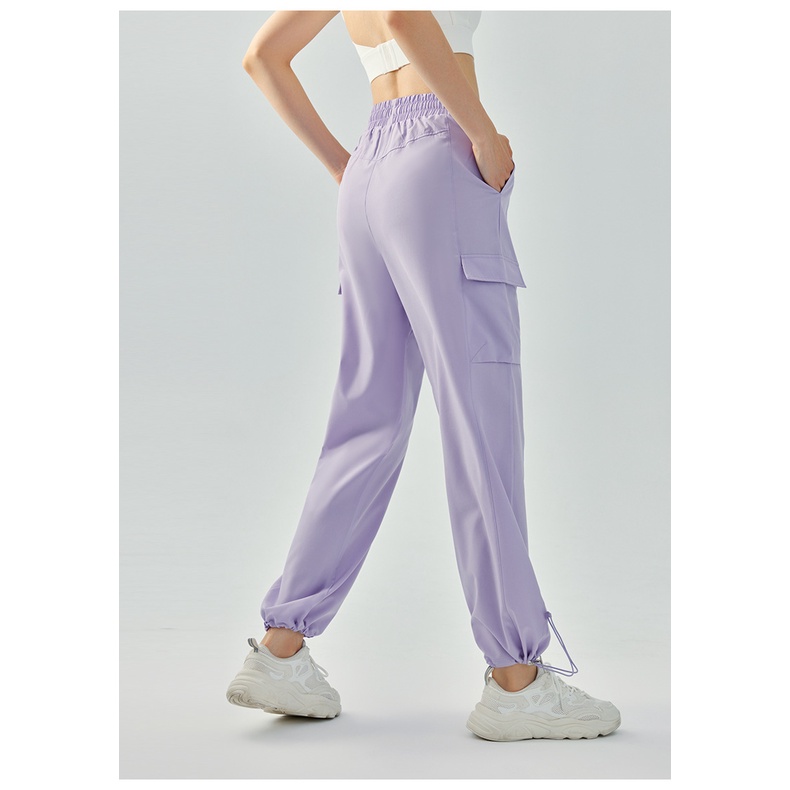 Quần Thể Thao Lưng Cao Dáng Rộng Co Giãn Cao Khô Nhanh Cho Nữ Chạy Bộ Ngoài Trời