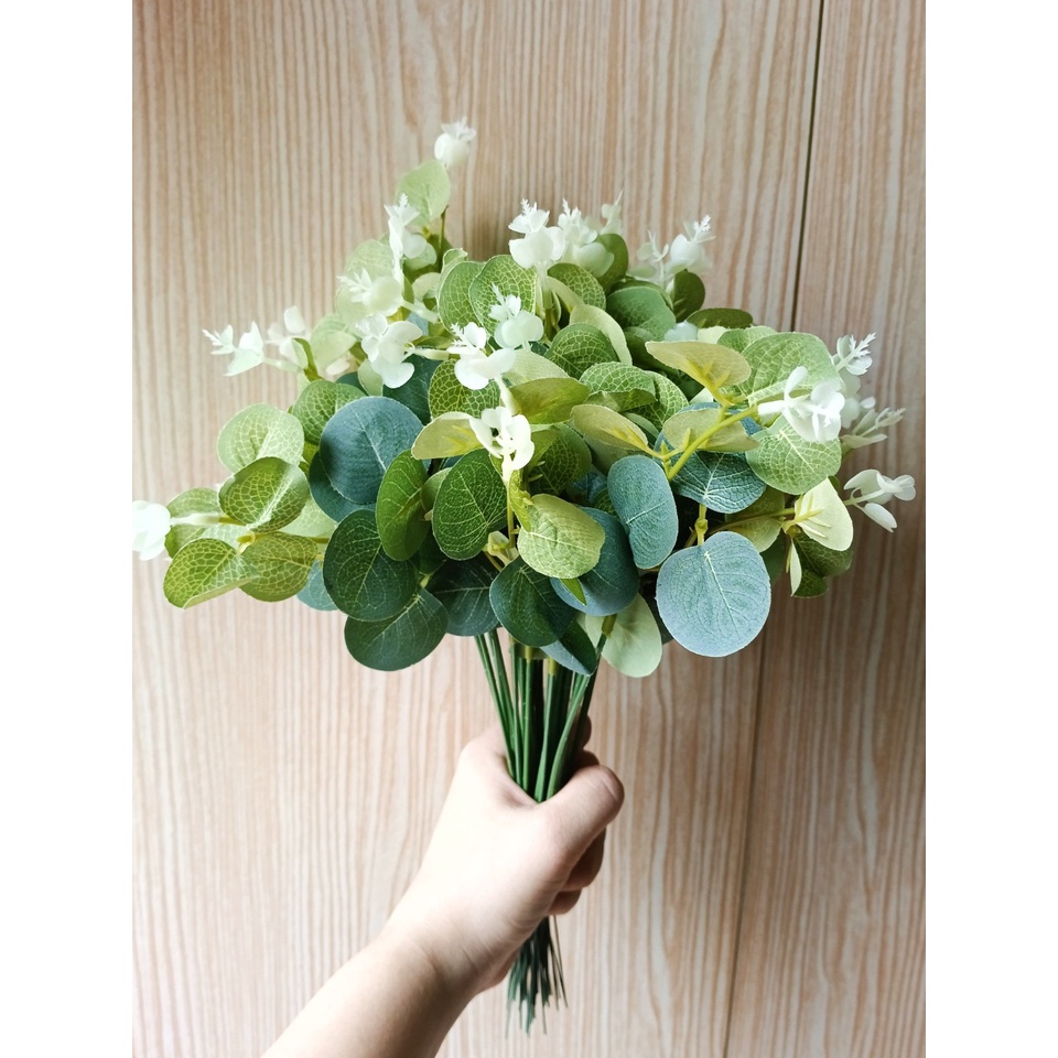 Cành lá táo VI111, cắm điểm hoa lụa, handmade, hoa lá giả trang trí