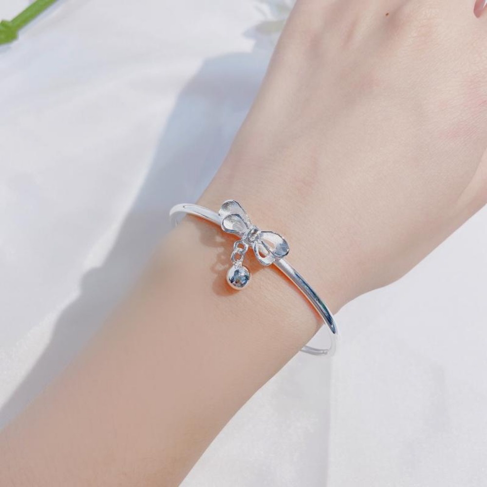 Vòng Tay Bạc Đính Nơ Nhỏ Xinh Ngọt Ngào Thời Trang Hàn Quốc Cho Nữ