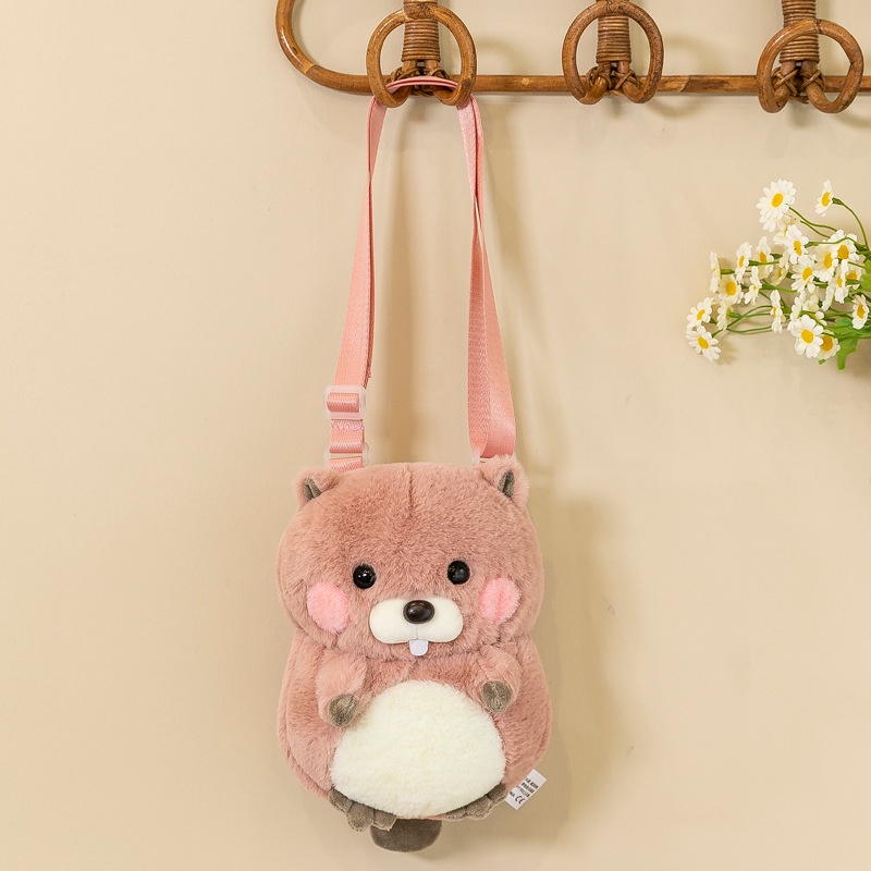 Túi Đeo Chéo Hình Chuột hamster Nhồi Bông Dễ Thương Phong Cách Hàn Quốc