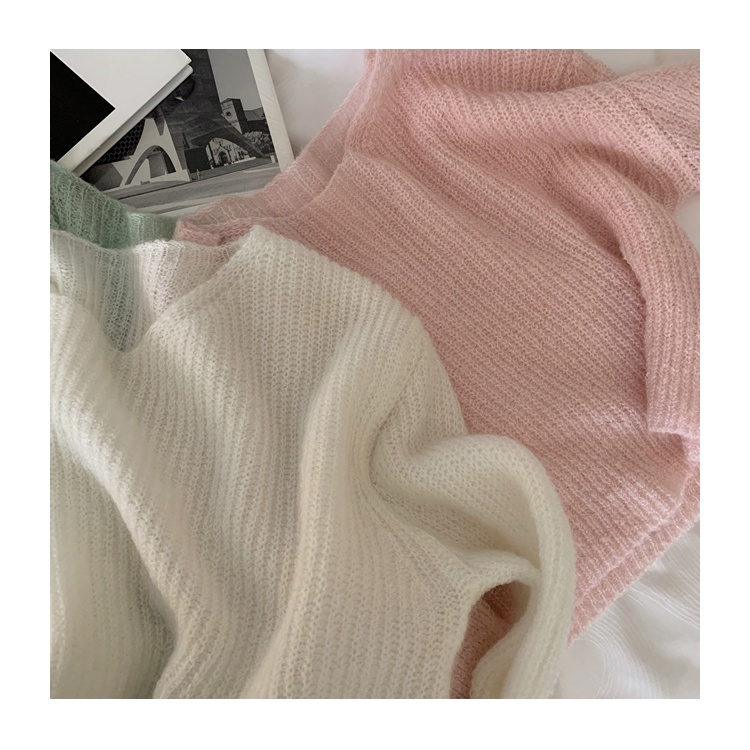 Molin ice cream knitwear women's early spring soft glutinous hollow sweater thin round neck pullover high waist top MC ornament G7EX