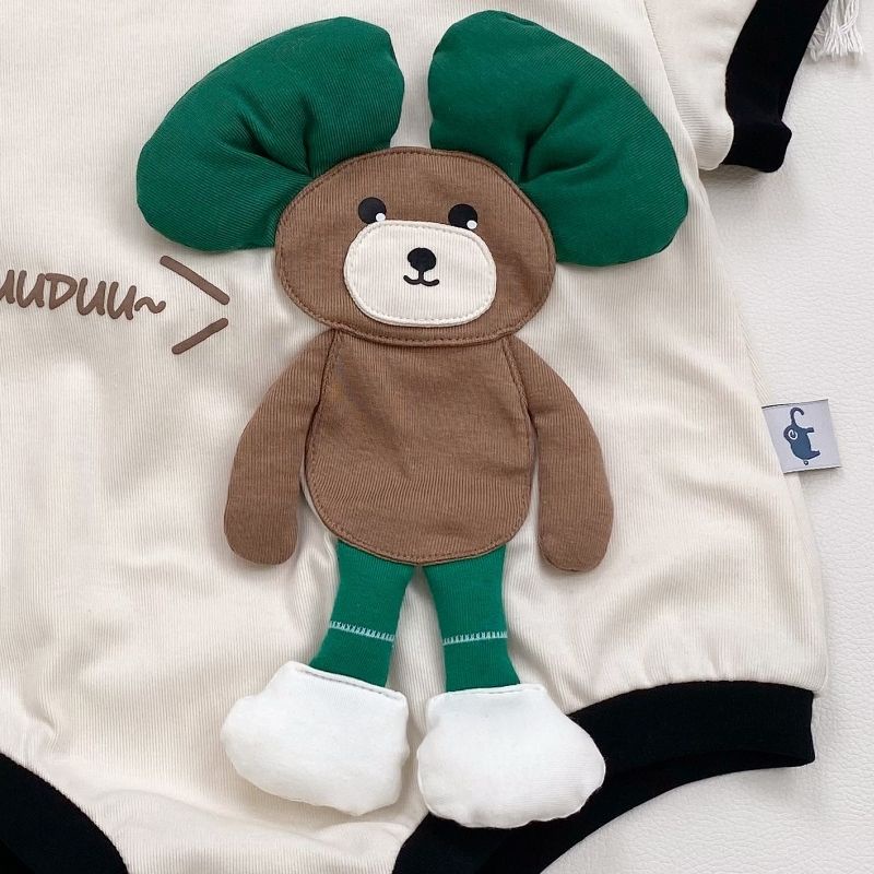 Bộ Áo Liền Quần Tay Lỡ In Hoạt Hình Dành Cho Bé Sơ Sinh