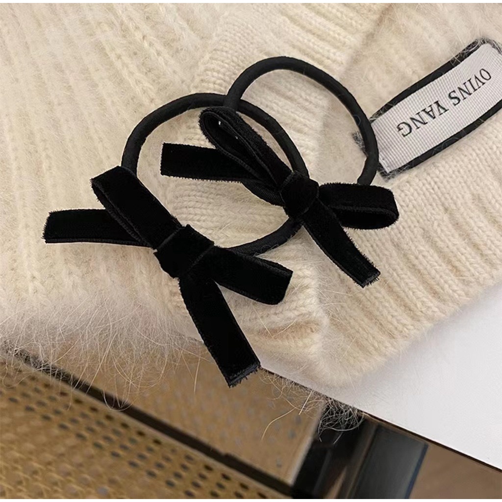 Kẹp Tóc Nơ Vải Nhung Đen Phong Cách Hàn Quốc