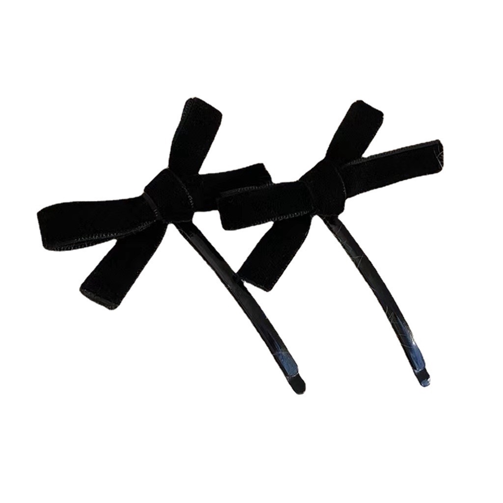 Kẹp Tóc Nơ Vải Nhung Đen Phong Cách Hàn Quốc