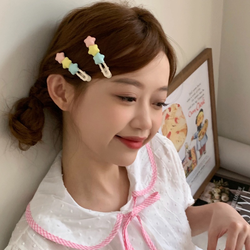 Kẹp Tóc Hình Ngôi Sao Màu Kem Y2K Phong Cách Hàn Quốc Ngọt Ngào Cho Nữ