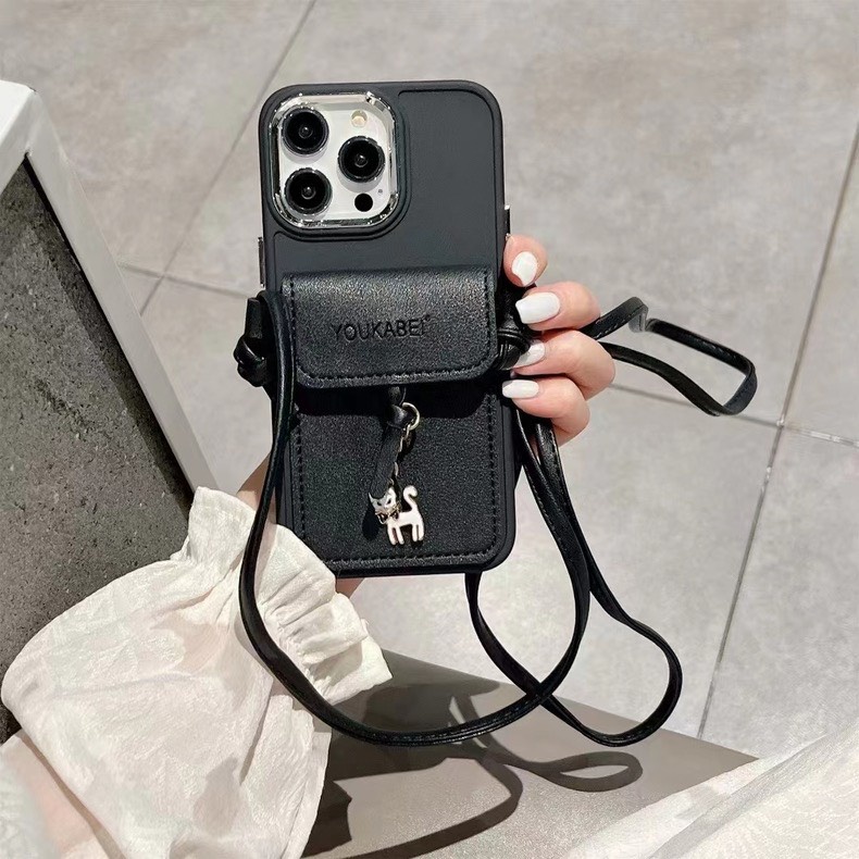 Ốp Lưng Ví Da Mèo Có Dây Đeo Chéo Dành Cho IP