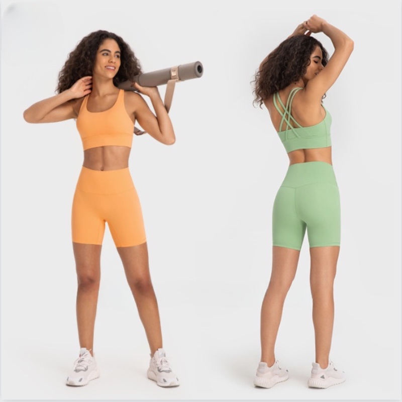 Set Đồ Tập Yoga Gồm Áo Ngực Và Quần Short Lưng Cao Chống Sốc Cho Nữ