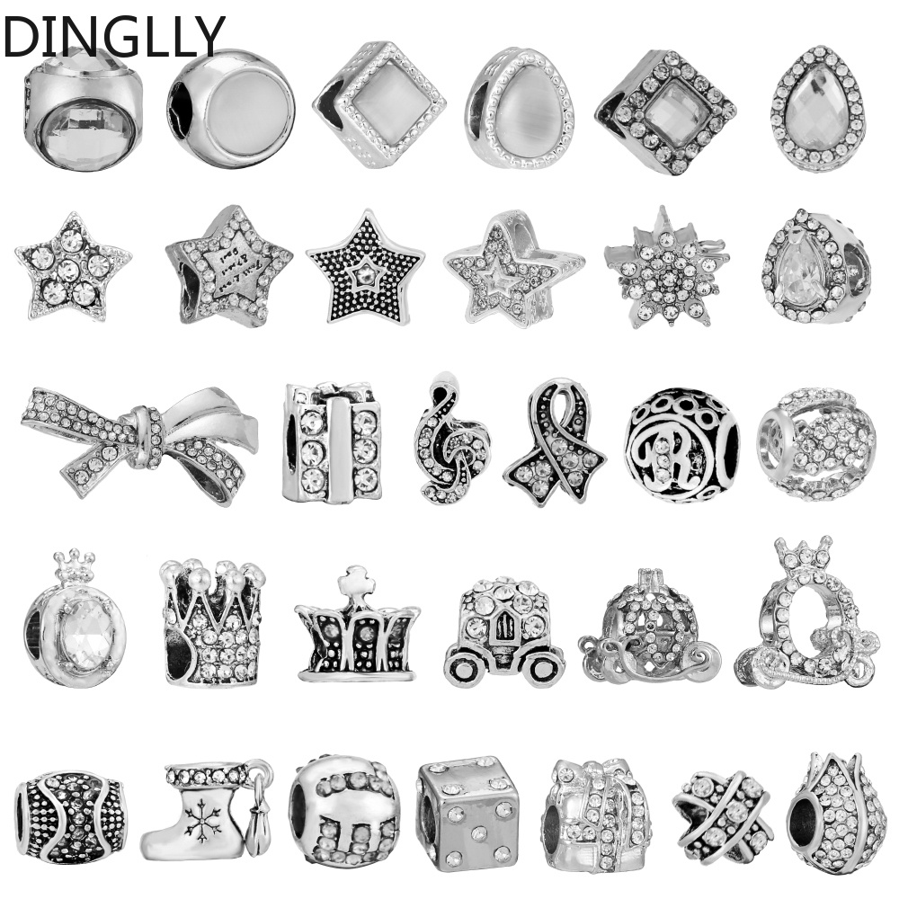 Hạt Xỏ Lỗ Bằng Hợp Kim Bạc Hình Vương Miện / Xe Hơi Nhiều Màu Sắc Dùng Làm Trang Sức Diy