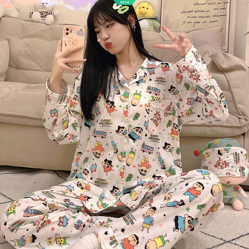Bộ Đồ Ngủ Tay Dài In Hoạt Hình Shin-chan Nhật Bản Thời Trang Xuân Thu 2023