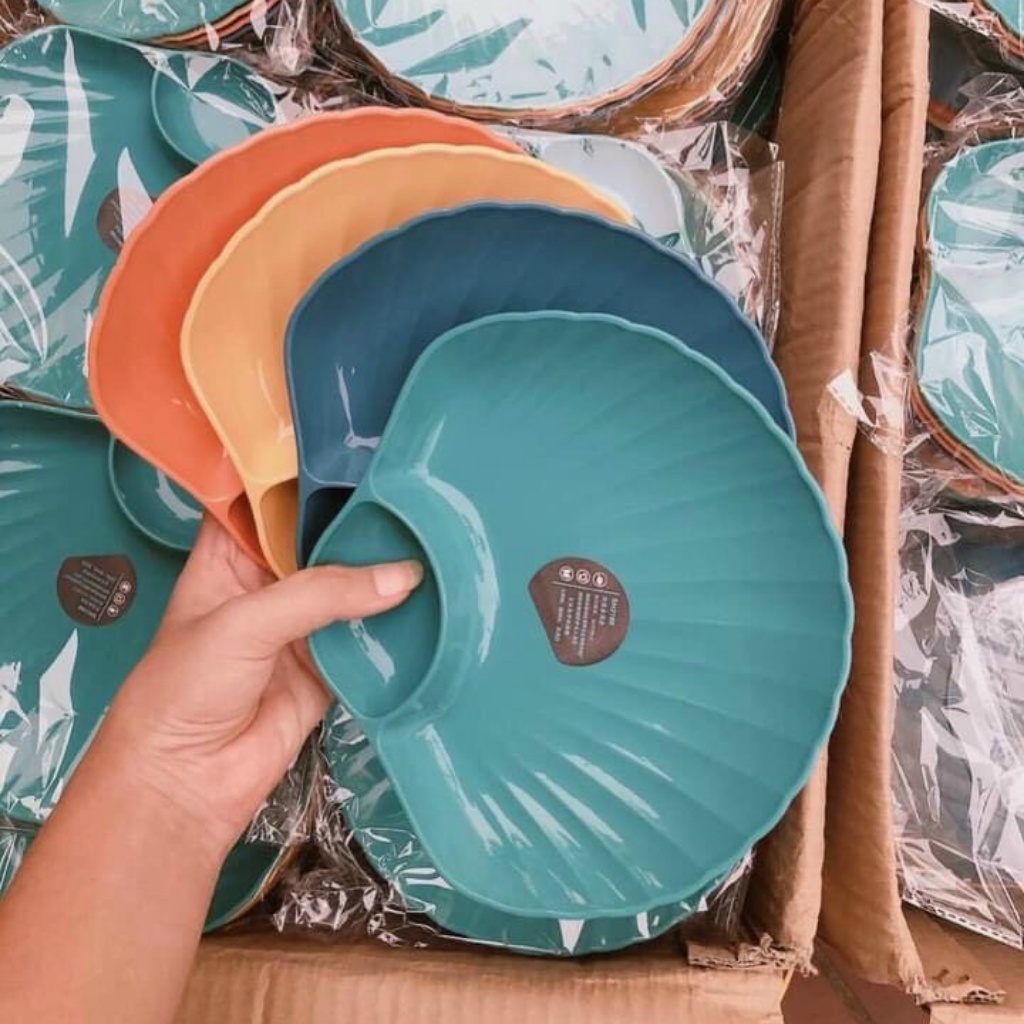 Đĩa Nhựa Đựng Cao Cấp Đựng Hoa Quả, Đồ Ăn Vặt 2 Ngăn