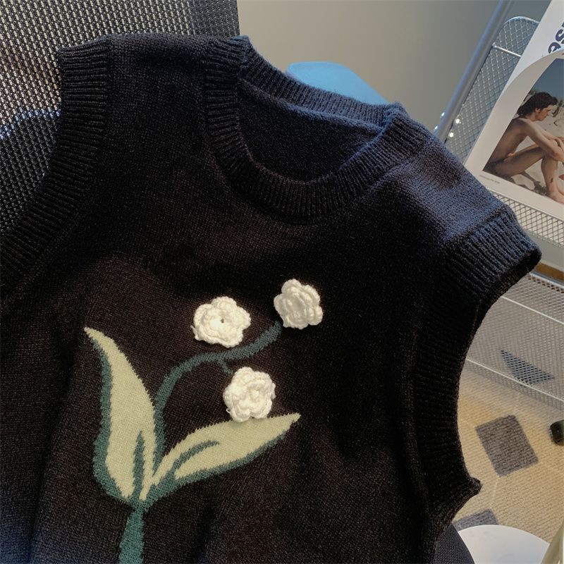 Áo Dệt Kim Sát Nách Dáng Rộng Kiểu Nhật Bản Thời Trang Thu Đông Cho Nữ