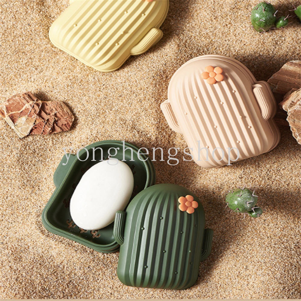 Khay Đựng Xà Phòng Có Nắp Hình Cây Xương Rồng Dễ Thương