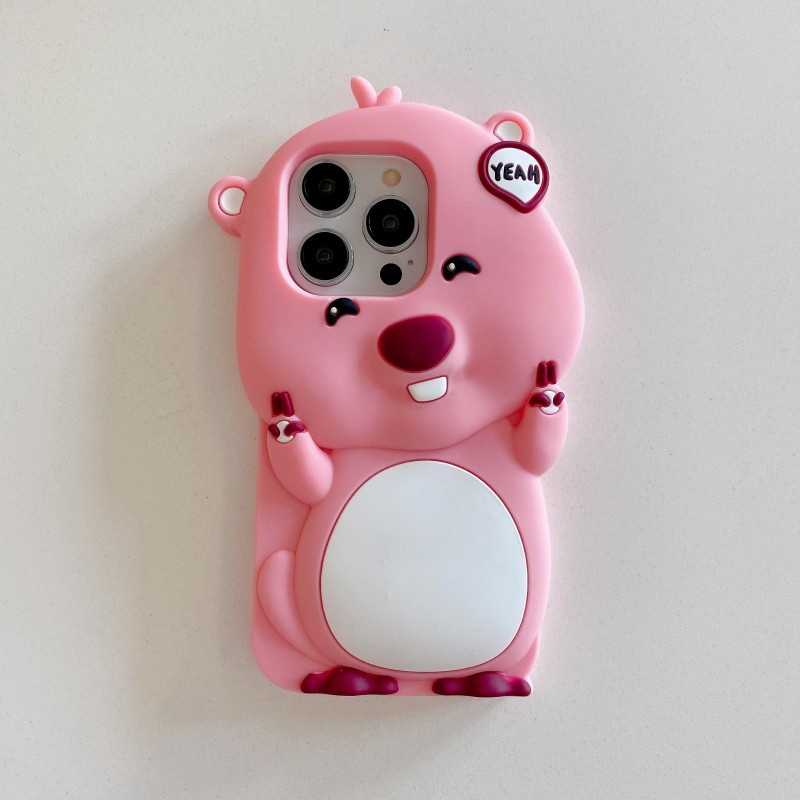 Ốp Điện Thoại Silicon Mềm Họa Tiết Hoạt Hình Màu Hồng Dễ Thương Cho iPhone 14 13 12 Pro Max 11 13Pro 14Pro