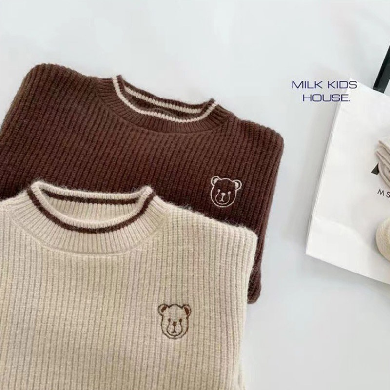 Joyncleon Áo sweater Dệt Kim Tay Dài Cổ Tròn Màu Trơn Thời Trang Thu Đông Cho Bé Trai Và Gái