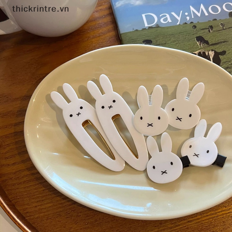 Kẹp Tóc Hình Thỏ Trắng Bằng Nhựa Phong Cách Nhật Bản Dễ Thương Thời Trang Mùa Hè Cho Bé Gái
