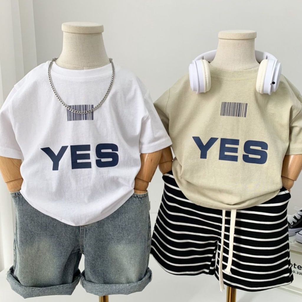 Áo Thun Tay Ngắn Chất Liệu 100% Cotton In Chữ Đơn Giản Trẻ Trung Dành Cho Bé