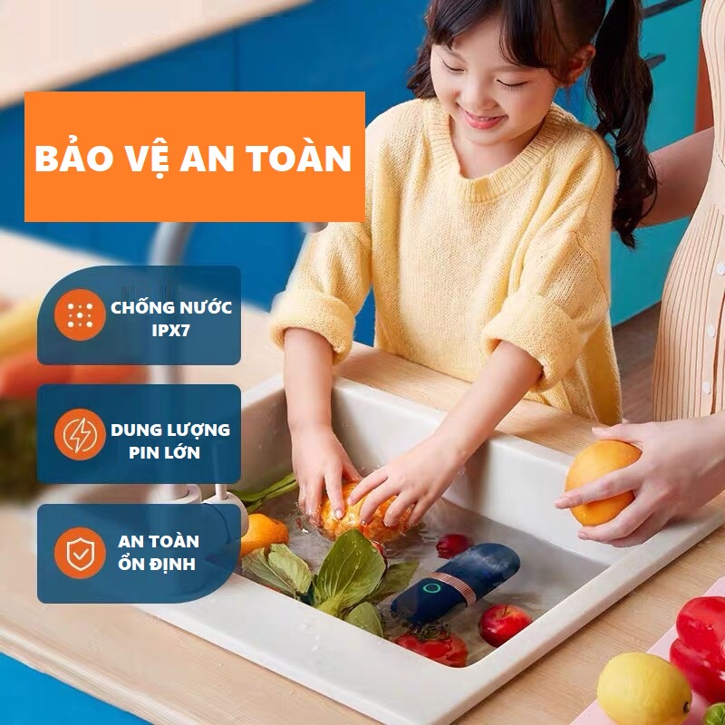 Máy khử khuẩn rau củ quả, thực phẩm loại bỏ vi khuẩn 99% - An toàn cho sức khỏe Bảo hành 12 tháng
