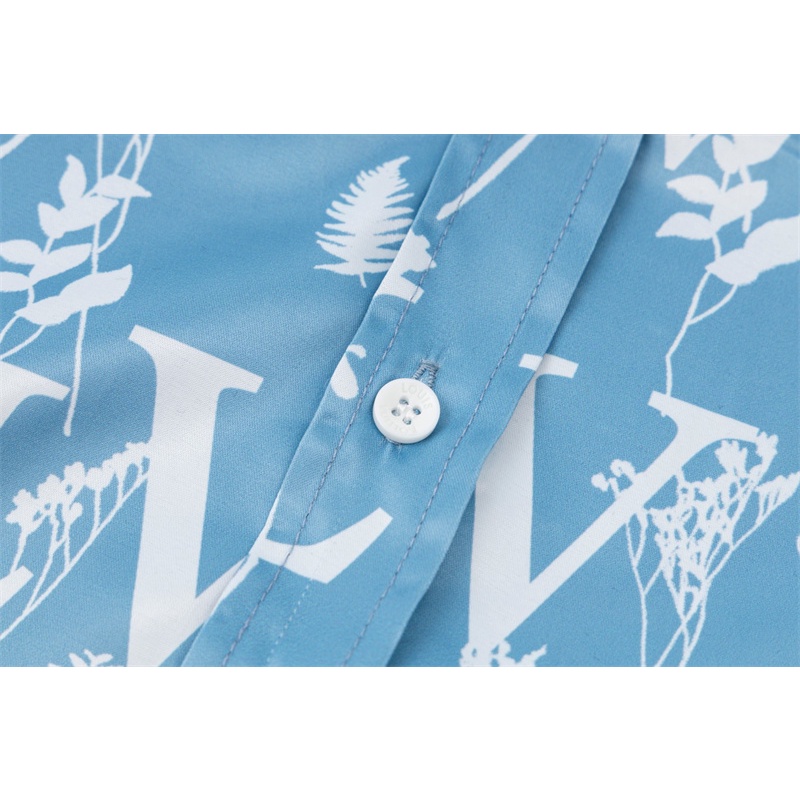 L & v-Cl Áo Sơ Mi Màu Xanh Dương In Hình Lúa Mì Toàn Thân Siêu Đẹp Phong Cách unisex