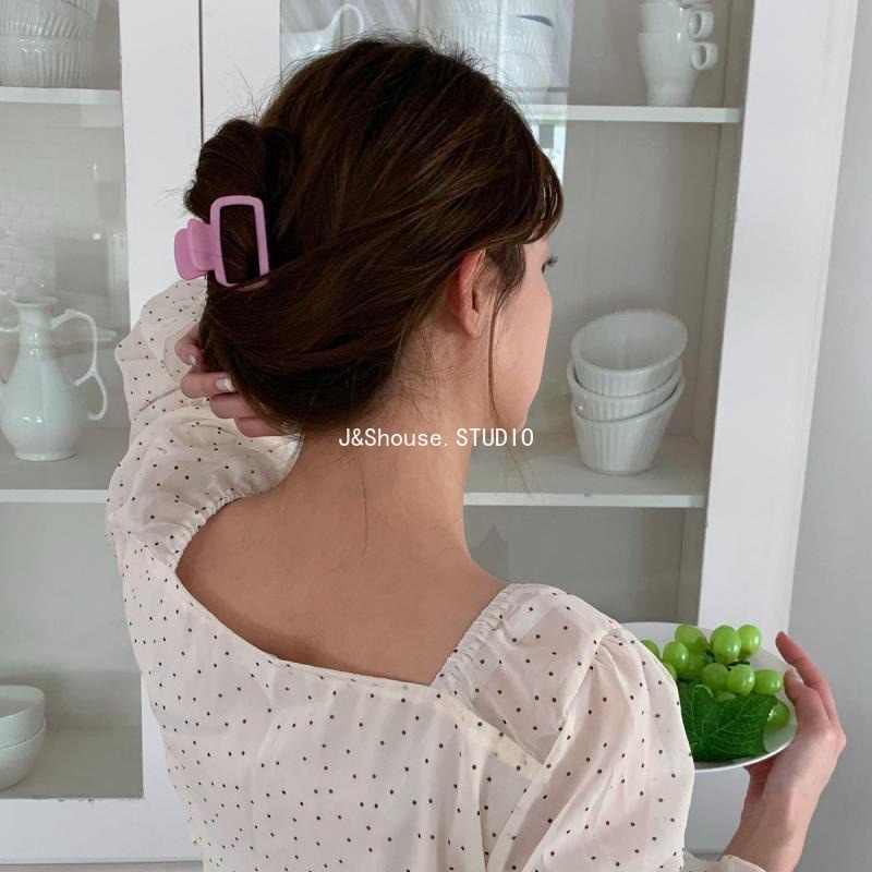Kẹp Tóc Hình Vuông Màu Sữa Nhám Phong Cách Hàn Quốc KF656