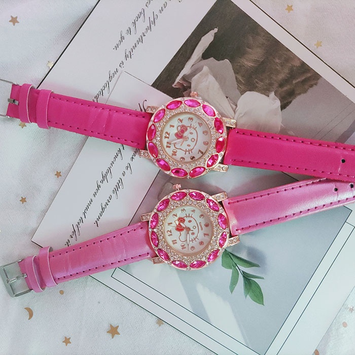 SANRIO Đồng Hồ Đeo Tay Hello Kitty Xinh Xắn Cho Bé Gái