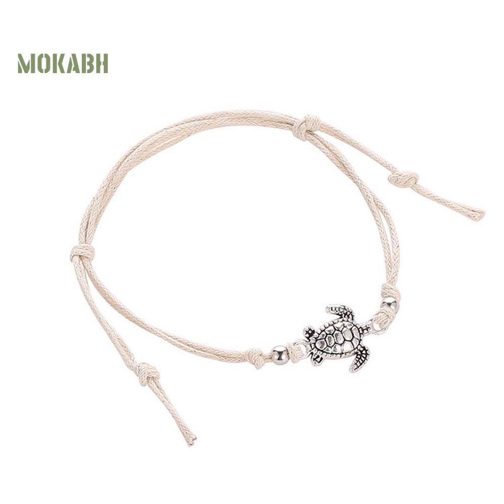 Lắc Chân Dệt Thủ Công Đính Hạt Charm Hình Rùa Phong Cách Vintage Cho Nữ