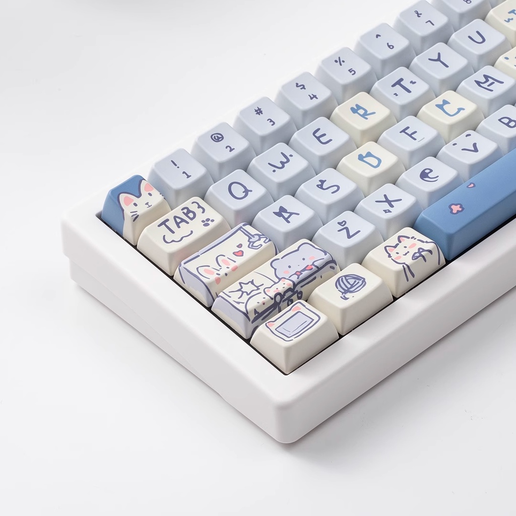 Mèo Xanh Keycaps MDA Profile Hoạt Hình PBT Dye Sub Bàn Phím Cơ Keycap