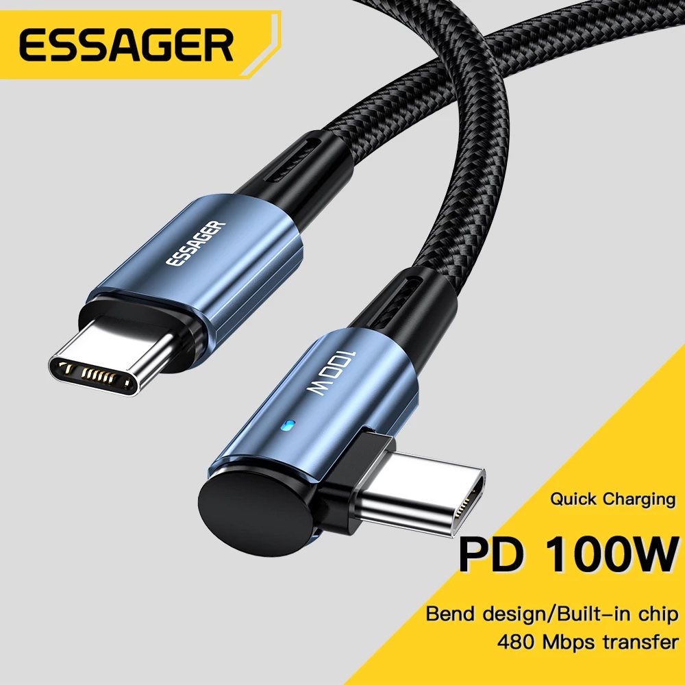 Essager Dây Cáp Sạc Nhanh 100w usb type c Góc 90 Độ Cho ipad macbook pro xiaomi samsung huawei