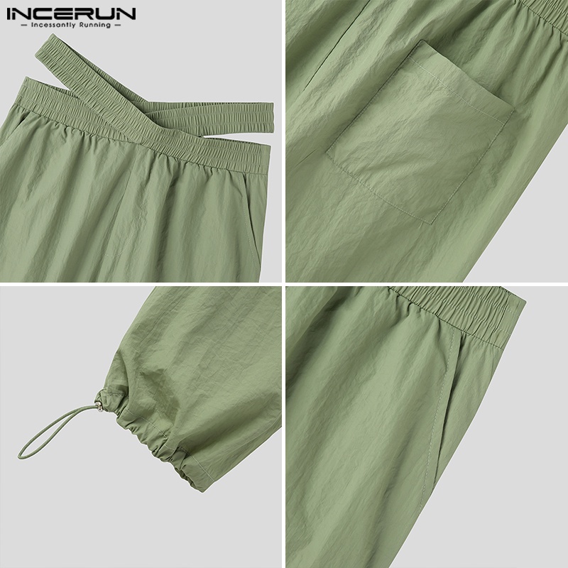 Quần dài INCERUN lưng thun co giãn tốt thiết kế cá tính cho nam