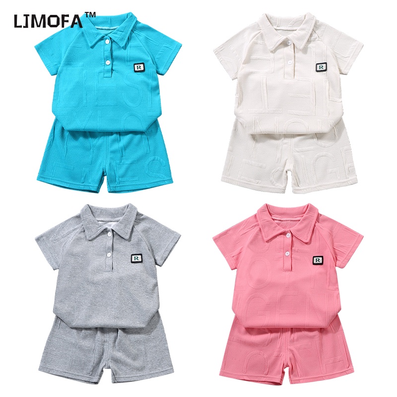 Set Áo Thun Polo Tay Ngắn Và Quần Short Màu Trơn Thoáng Khí Thời Trang Mùa Hè Cho Bé Trai Và Gái 1-8 Tuổi