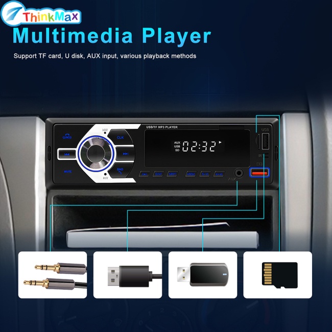 Máy Nghe Nhạc MP3 12V Hỗ Trợ Đài FM AUX Đầu Vào TF / EQ / Dual USB Cho Xe Hơi