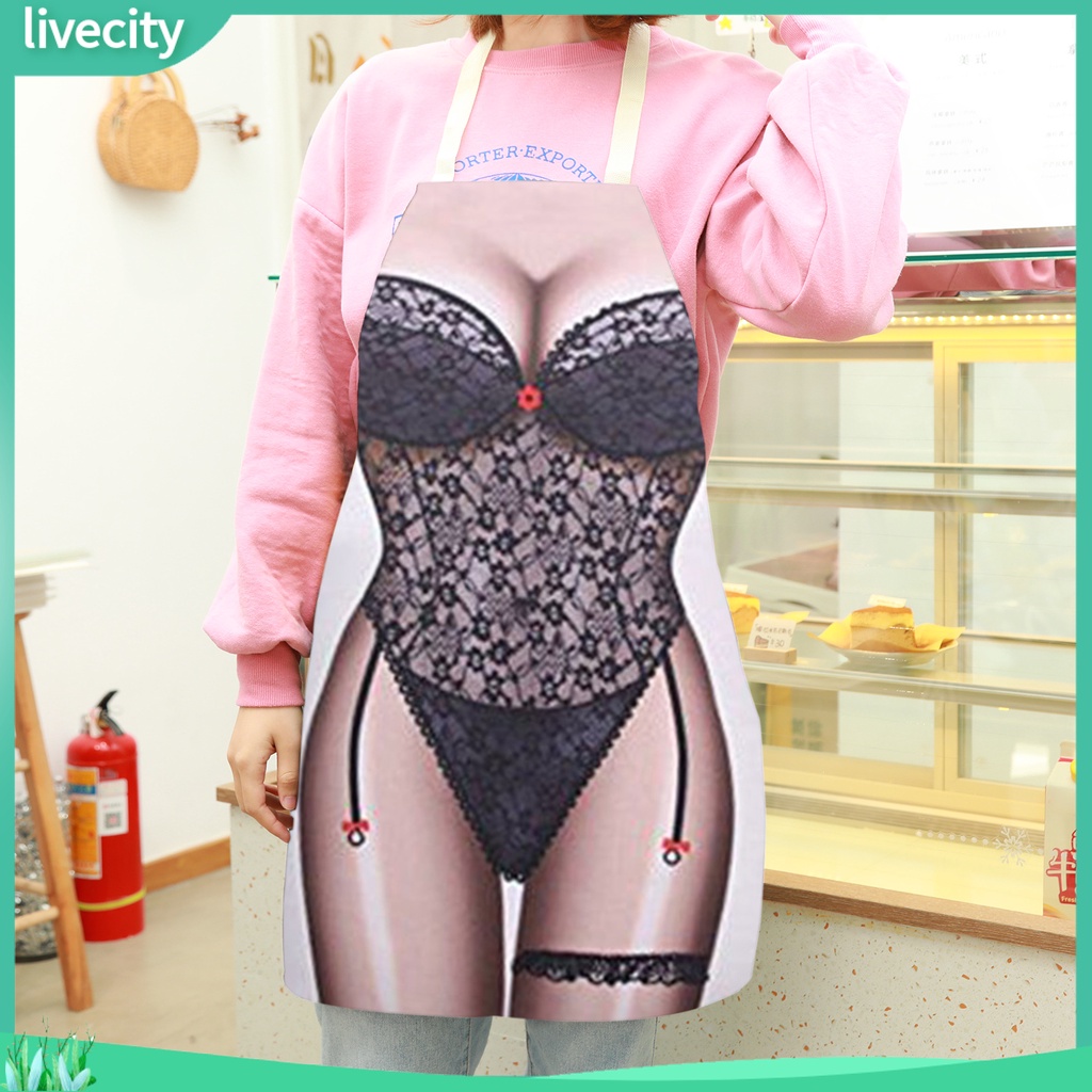 Tạp dề nấu ăn không tay che phủ lớn lanh sexy bikini in đầu bếp yếm dài đồ dùng gia đình