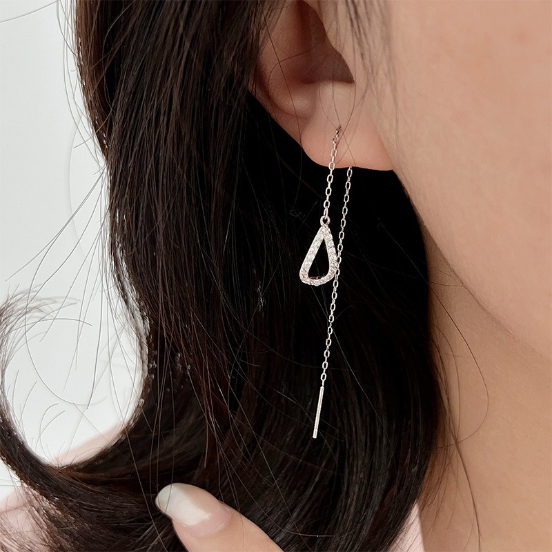Phong cách hàn quốc tinh tế đơn giản dài tua dây tai thả hoa tai phụ nữ nâng cao đa năng multi-style bowknot teardrop star dangle earring trang sức