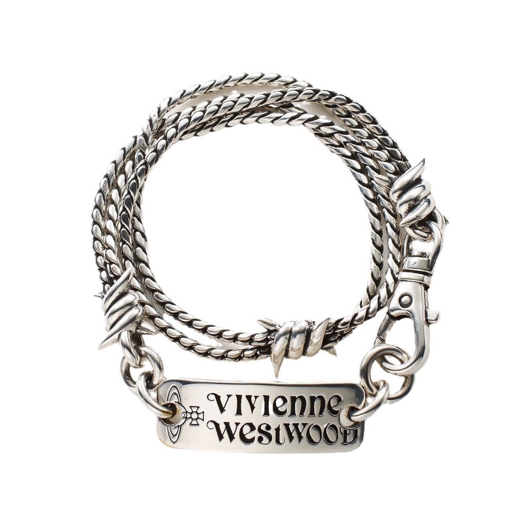 Vivienne Westwood Vòng Cổ choker Dây Thừng Mặt Vuông Thương Hiệu Queen Si Saturn Phong Cách Punk Dành Cho Nữ