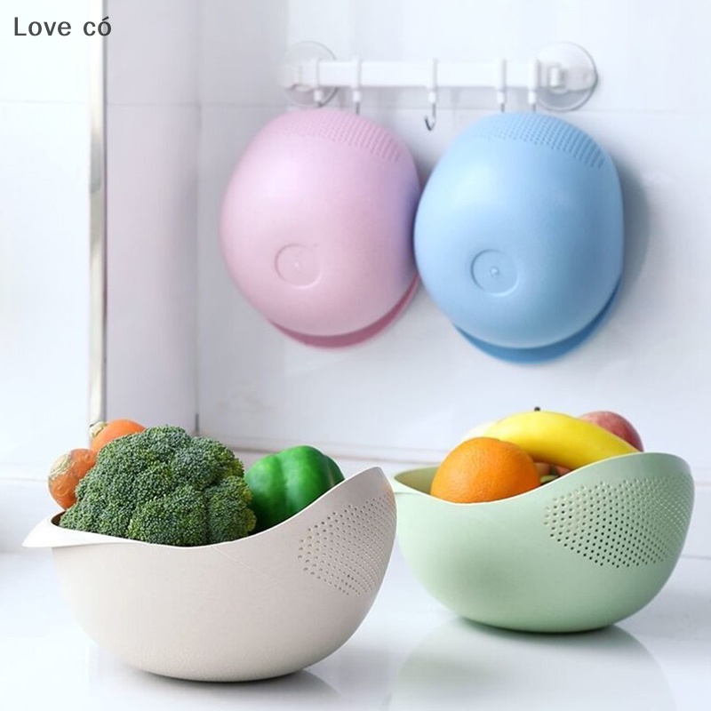 Love có rây gạo nhựa colander rổ thoát nước nhà bếp có tay cầm giỏ lọc tình yêu