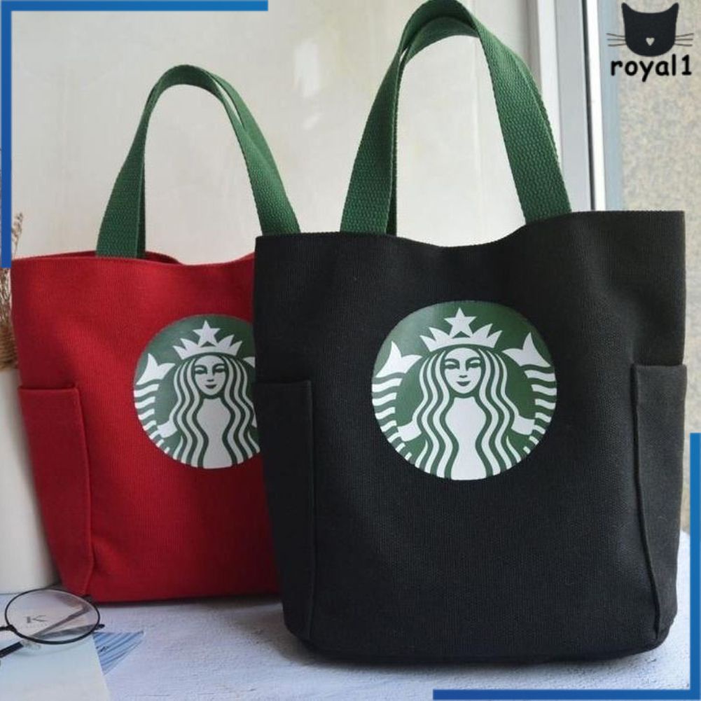 Dung lượng lớn Túi xách Messenger mua sắm Túi tote vải canvas Starbucks Tái chế Thân thiện với môi trường Có thể tái sử dụng Dung tích lớn Túi đựng đồ ăn trưa thời trang cho nam và nữ royal1.vn