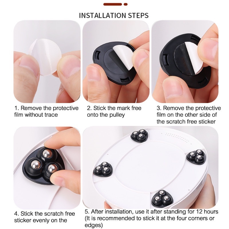 Hộ gia đình 3 hạt mini mute bánh xe xoay / bánh xe đa năng tự dính đa năng / chịu tải mạnh-vòng bi hạt thép không gỉ hộp đồ nội thất con lăn / ròng rọc xoay 360o