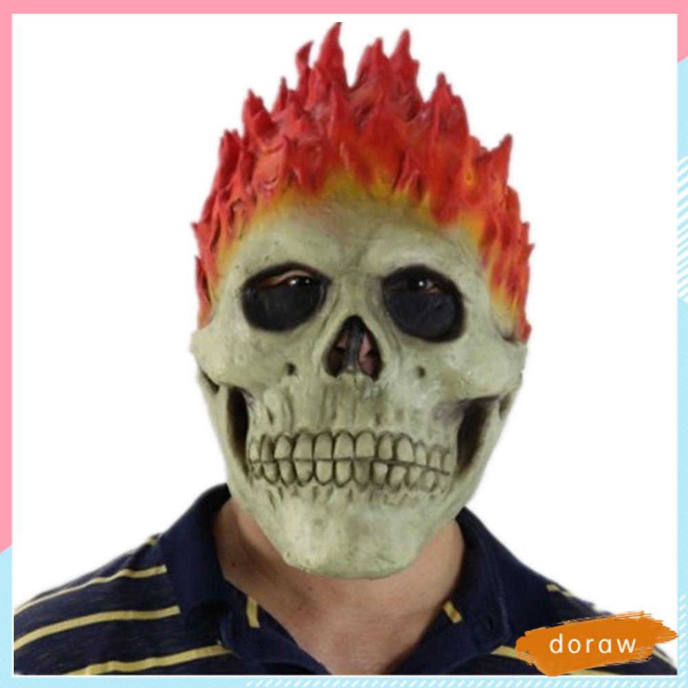Doraw ghost face knight headgear, latex flame skull flame, party props cosplay masquerade skull headgear halloween