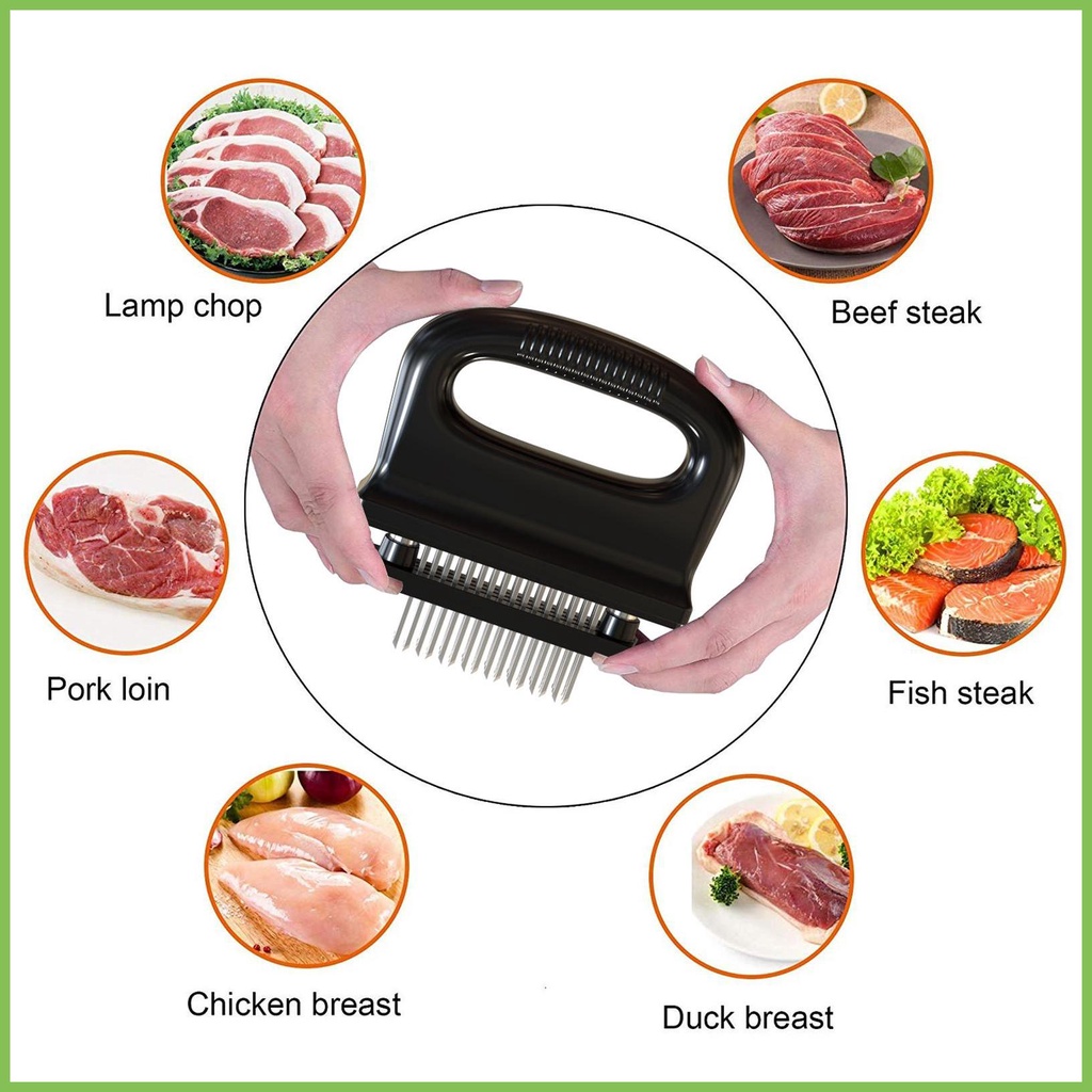 Máy làm mềm thịt 48 thép không gỉ lưỡi kim siêu sắc bén máy làm mềm bền để làm mềm thịt bò bít tết gelhvn