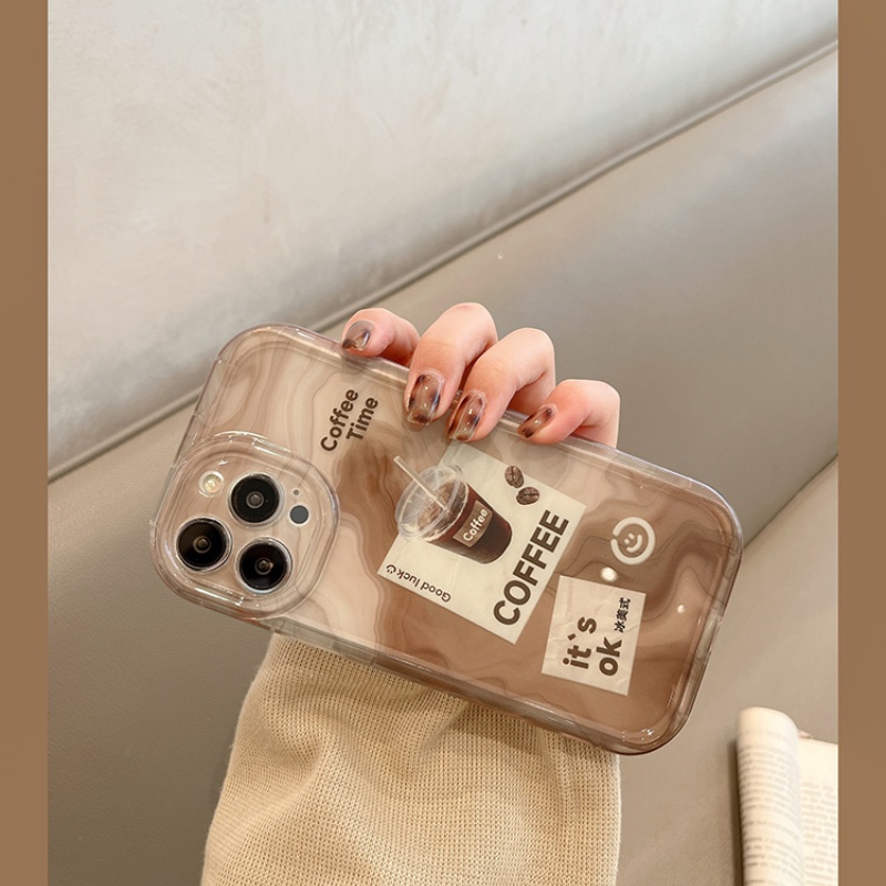 Thích hợp cho iphone coffee label women's art niche phone case for 7 7plus 8 8plus xs xr 11 12 13 14 pro plus promax silicone trong suốt