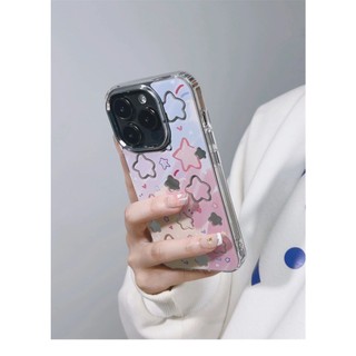 Huiwanju smudged gradient star mirror cho iphone14promax ip13 phone case 11 new 14pro female 12p hard case 14pm couple xr anti-fall xs protective case